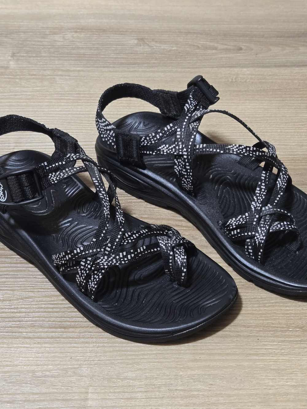 Chaco ZVOLV X2 Black & White Patterned Strap Sandals
